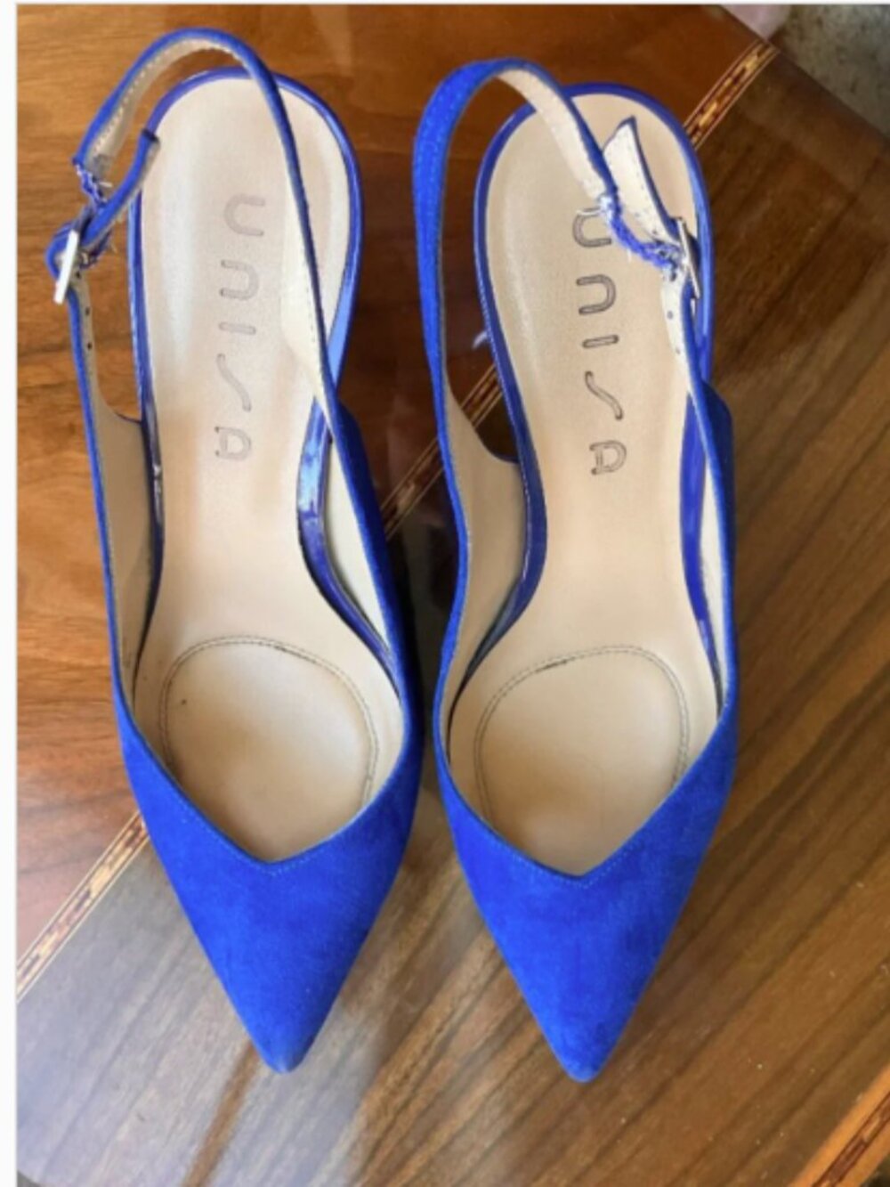 Unisa Cobalt Blue Velour Fabric Slingback Heel 9M US